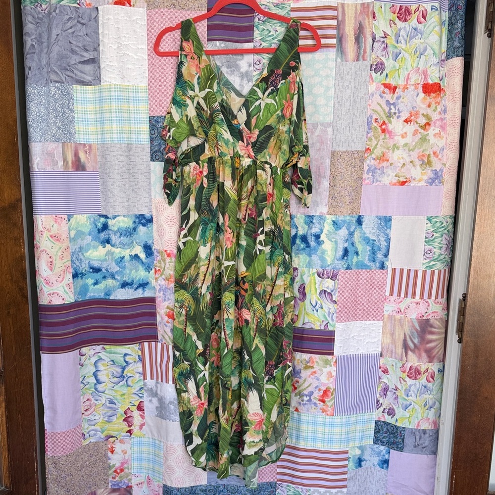 Tropical Green Flowy Dress